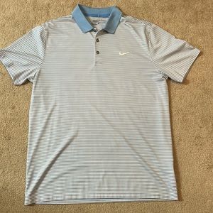 Nike Performance Striped Mens Golf Polo (Light Blue/White)